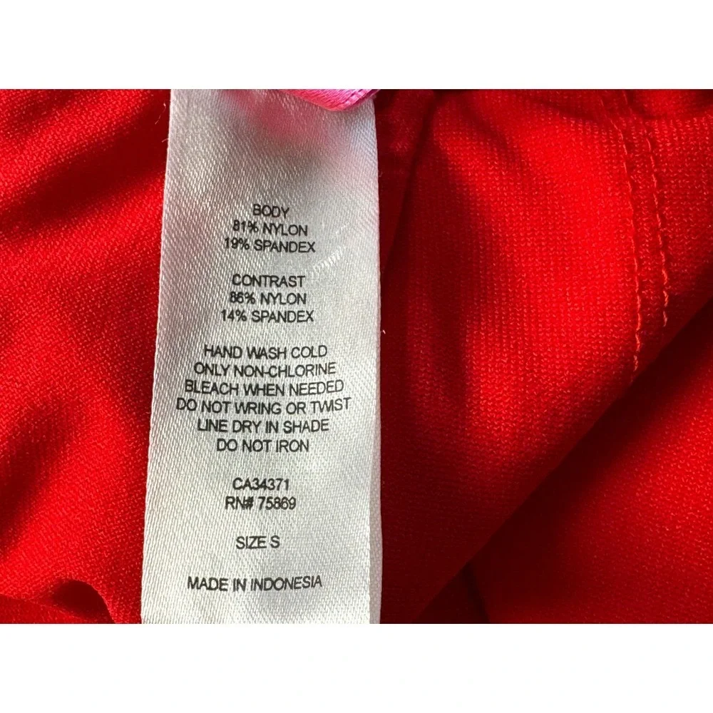 Betsy Johnson One‎ piece Sheer Panel Swim Suit Women S NWT $98 Red Stretch Nylon